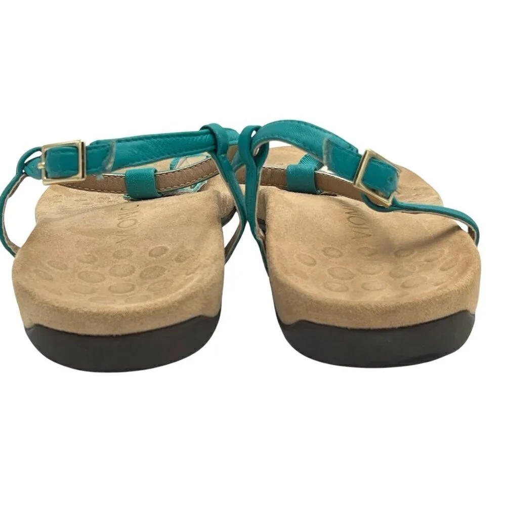 Vionic Sandals Nala Flat T-Strap 10.5 ? Studded Turquoise Thong Beach Comfort